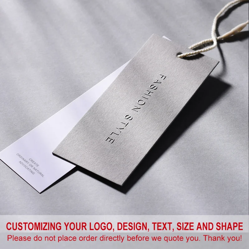 Eco-friendly Paper Cardboard Hang Tags Customizing & Personalizing Logo Garment Clothes Size Tags Sale Price Labels Swing Tags