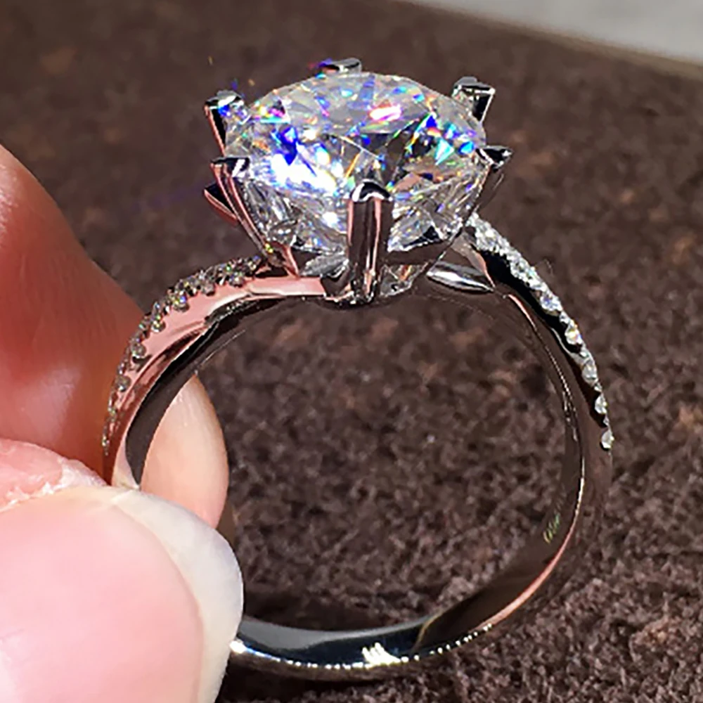 Custom Solid 10K Au417 White Gold Women Wedding Party Engagement Ring 1 2 3 4 5 Carat Round Heart Moissanite Diamond Ring