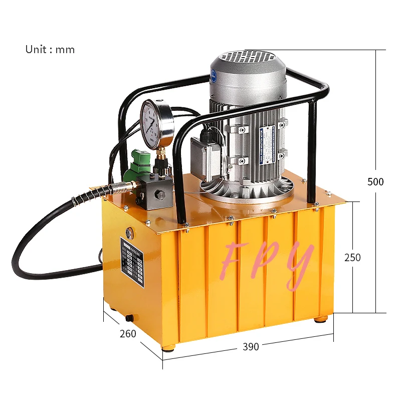 Bomba elétrica hidráulica de alta pressão embutida com válvula magnética, de ação única, potência do motor 220 kw, voltagem 380 v/opcional