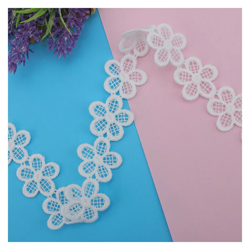 Embroidery Trim High Quality White Hollow Flower Lace Fabric  Handmade Patchwork Ribbon DIY Apparel Sewing Accessories