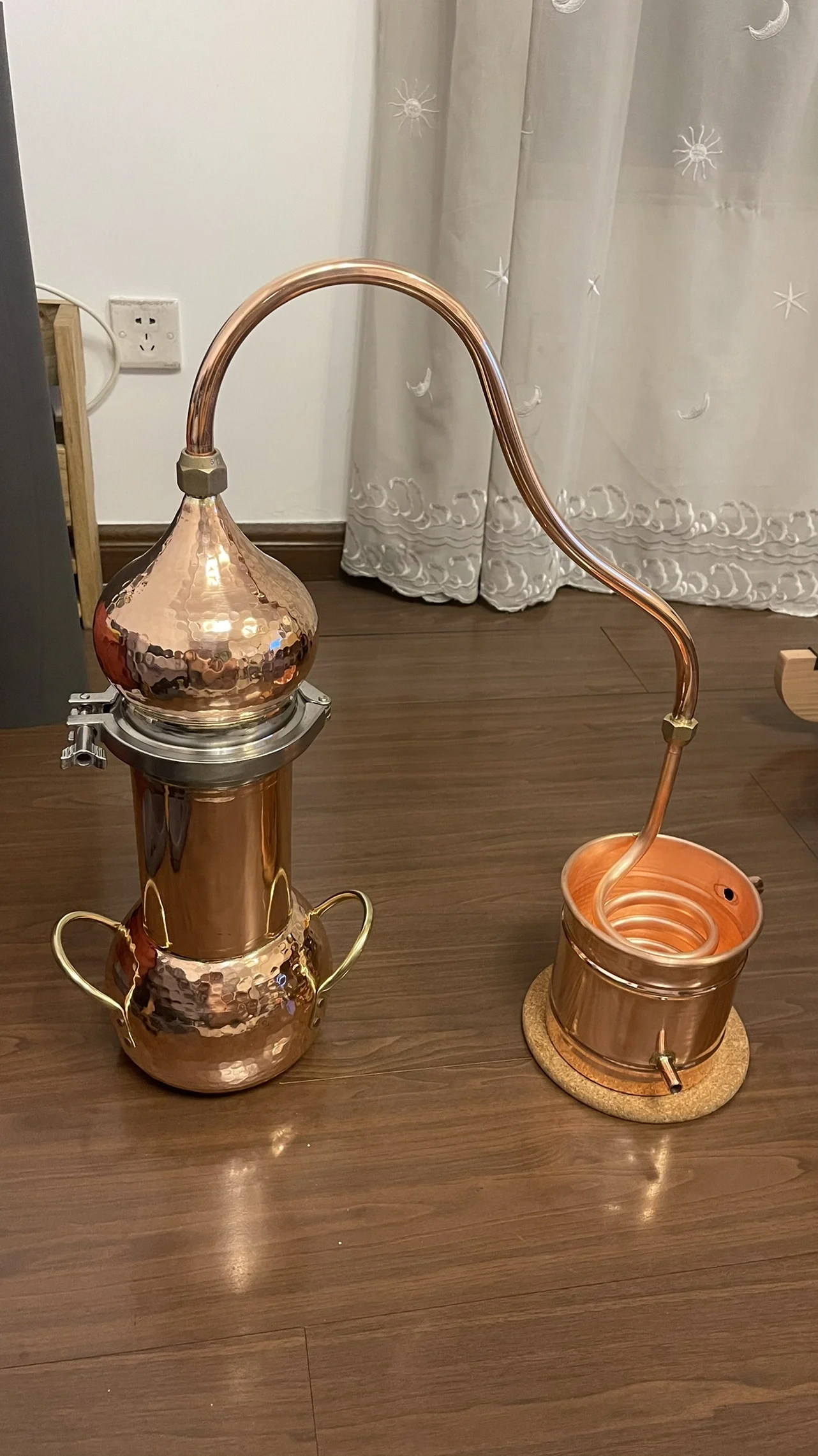 Copper distiller2L 3L 5L Hand made copper alembic distillation set  flower essential oil distiller brandy wine steaming machine