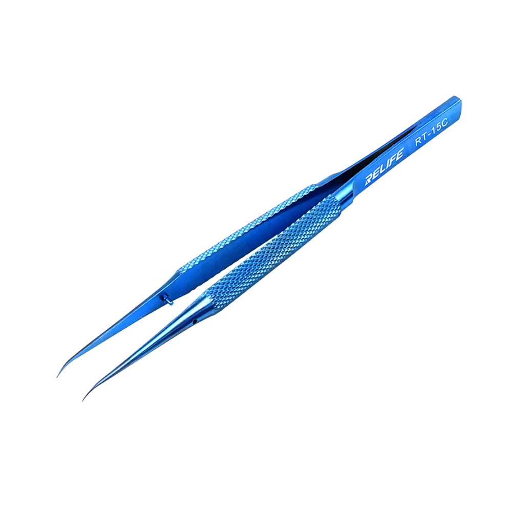 RELIFE Titanium Alloy Precision Flying Wire Blue Tweezers For Mobile Phone Soldering Motherboard BGA Fingerprint Repair Tool Set