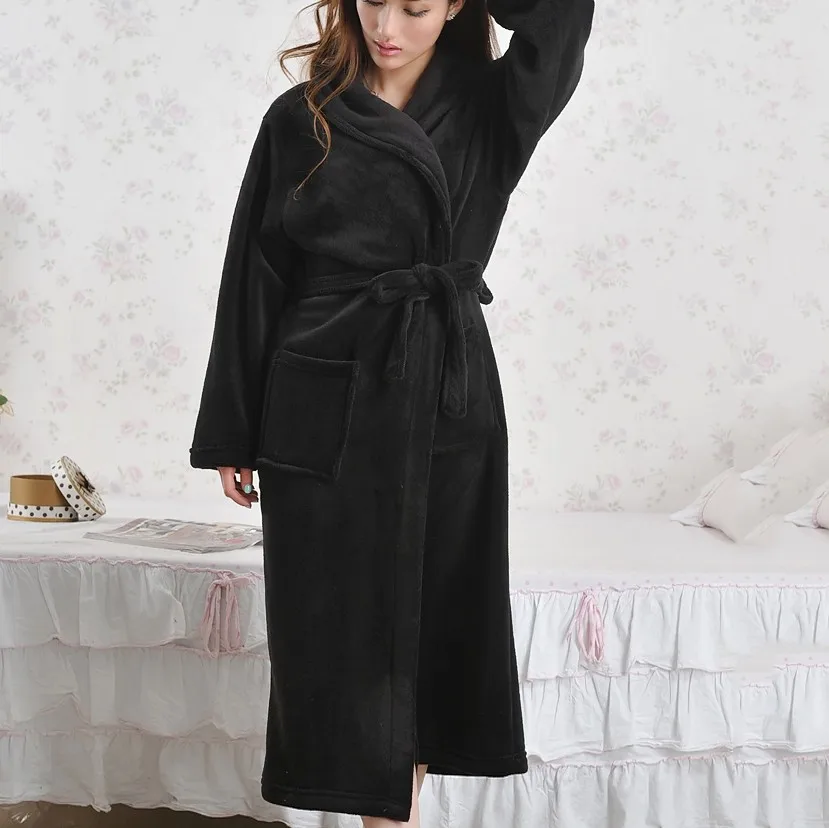 Casual Women Sleepwear Flannel Nightwear Kimono Robe Gown Warm Intimate Lingerie Home Clothes 2021 New Nightdress Homewear