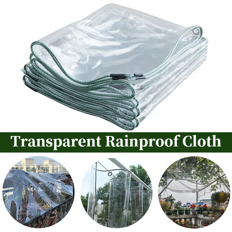 0.3mm Transparent PVC Rainproof Cloth Tarpaulin Garden Balcony Greenhouse Plants Keep Warm Waterproof Cloth Pet Dog House Cover