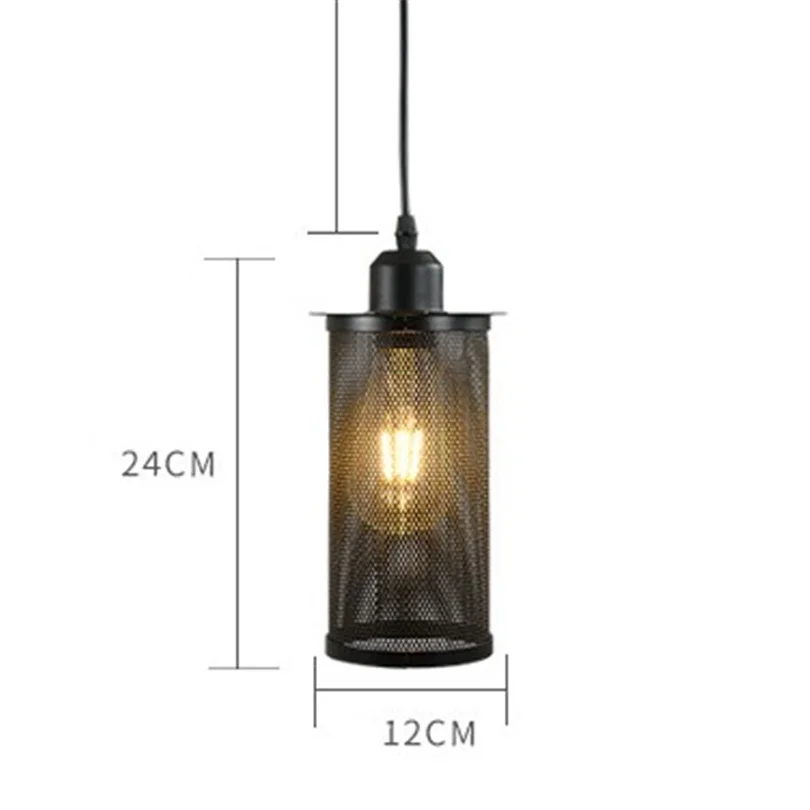 Industrial Pendant Lamp Nordic Art Craft Lighting Black Iron Mesh Hanging Light Bar Cafe Vintage Loft Pendant Light Fixtures