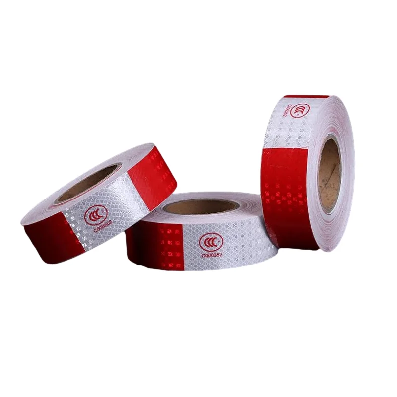 High Visibility Reflective Adhesive Tape White Add Red Reflective Sticker Warning Strip Van Car Reflector Film