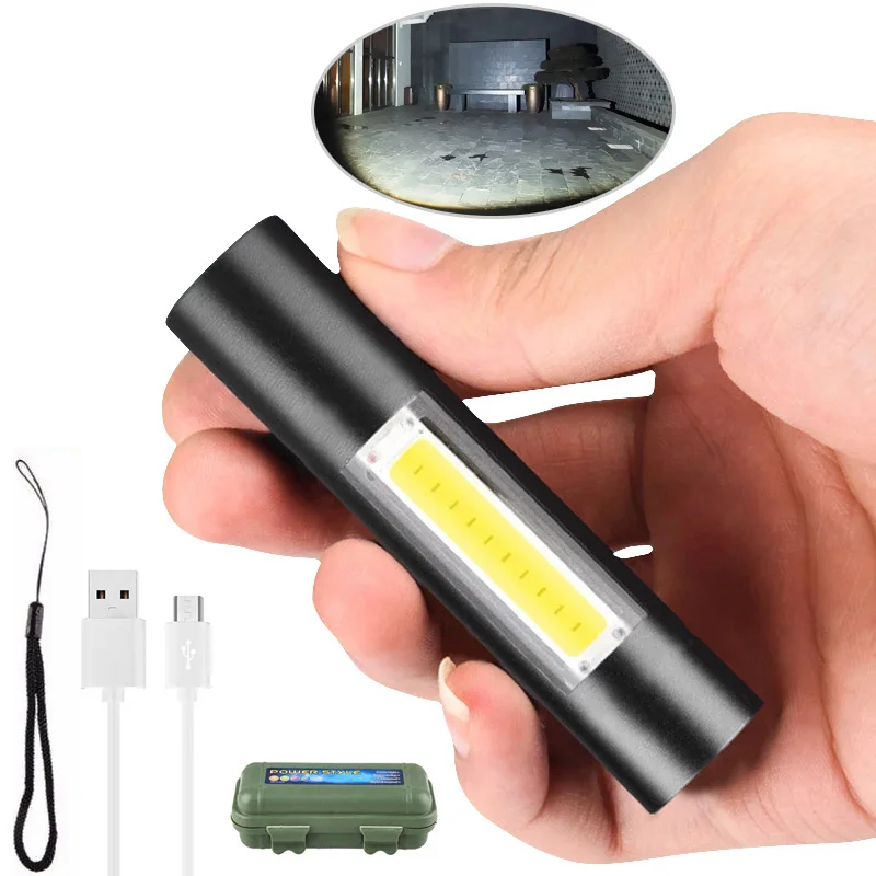 Waterproof Mini LED Flashlight USB Rechargable 3 Lighting Mode Torch Telescopic Portable Outdoor Night Lighting Camping