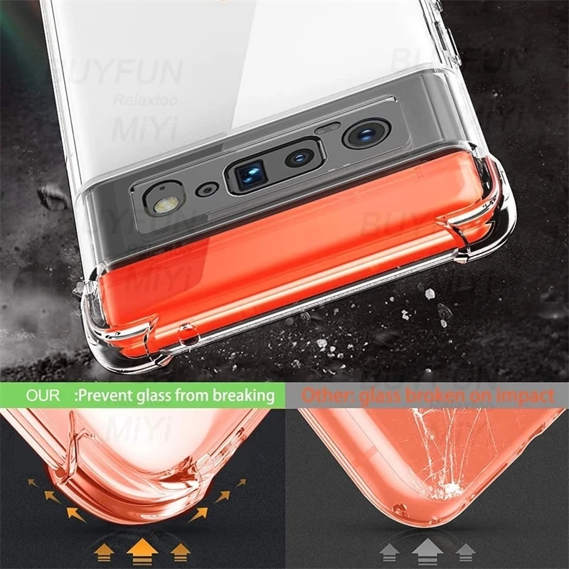 clear transparent shockproof coque for google pixel 6 pro 6a goo gle googe pixel6 pixel6pro pixel6a soft silicone protect case