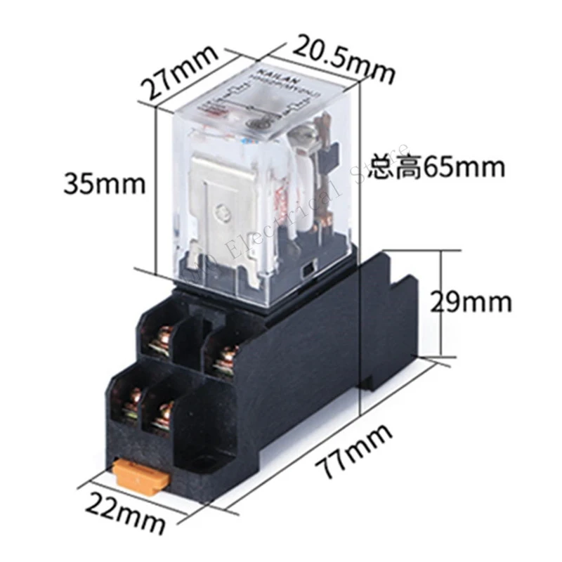 Imagem -03 - Padrão 10 Peças ac dc 12v 24 110 220v ac Bobina Relé de Potência Ly2nj Dpdt Pinos Hh62p Jqx13f com Base Soquete ok Novo