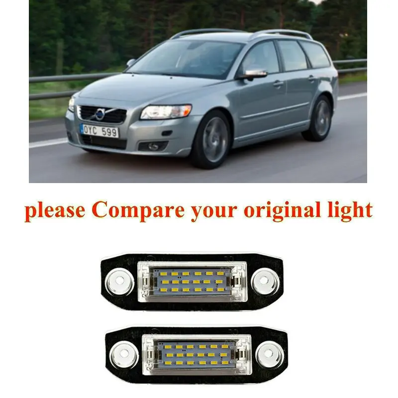 

2pc Car Accessories Special Car License Plate Light Lamp For Volvo V50 2004-2015 V60 2011-2015 V70 2008-2015 canbus error free