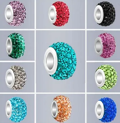 

10mm*14mm mixed Color In Random rhinstone beads best bracelet dg3 silver plated Big Hole Beads European bead crystal