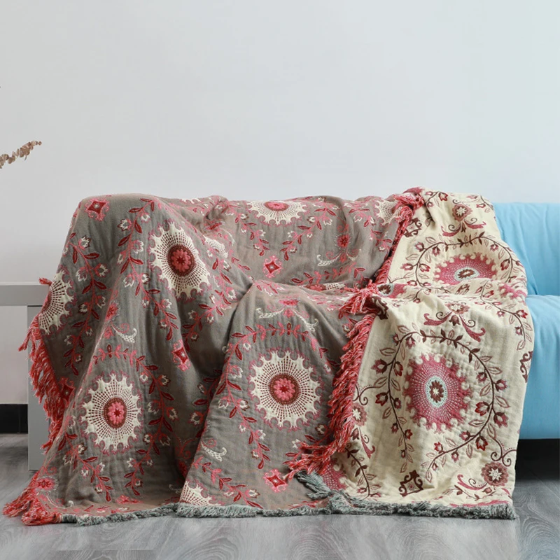 150x200cm Jacquard Cotton Sofa Towel Bohemia Style Sofa Cover Dust Blanket Bedspread Geometry Floral Pattern Chair Decoration