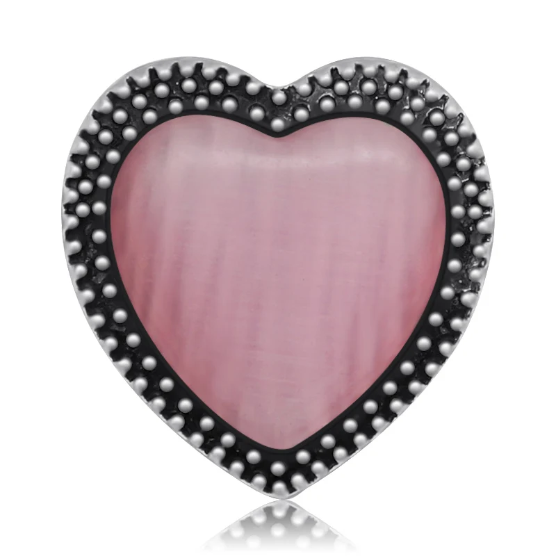 Beauty Heart shape rhinestone Pink Love style metal 18MM snap buttons fit 18mm snap bracelet snap jewelry wholesale