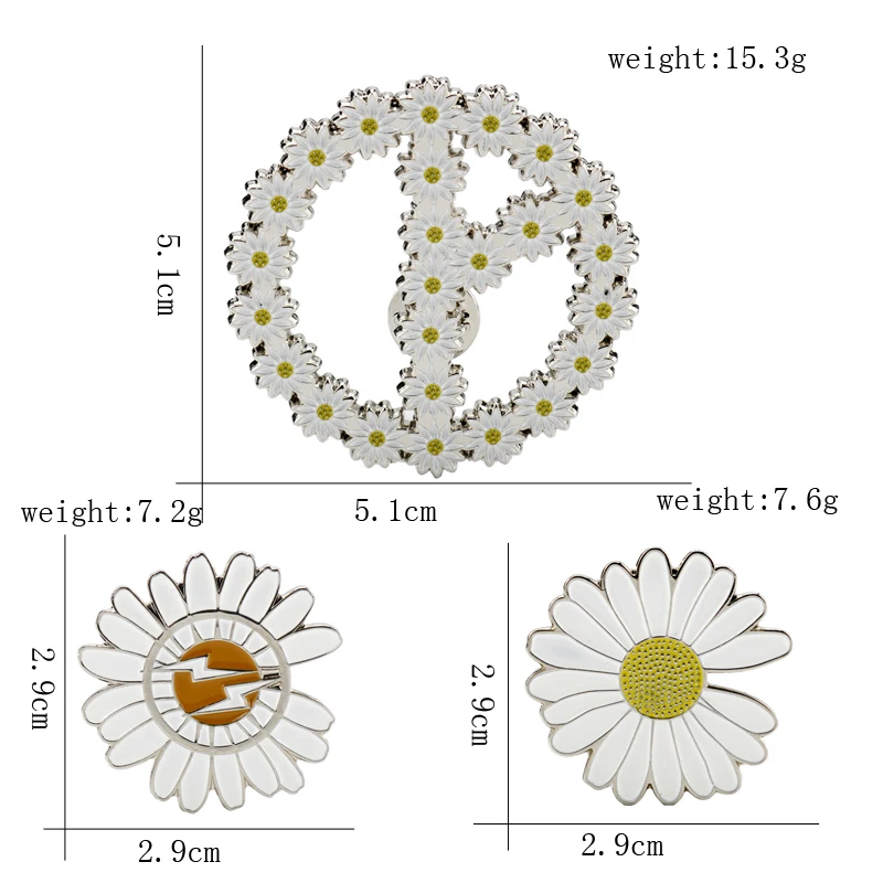 2019 New Bigbang G-Dragon Cute Metal Badge White Daisy Flower Spring Enamel Lapel Pin Brooches Women Girls For Valentine's Day