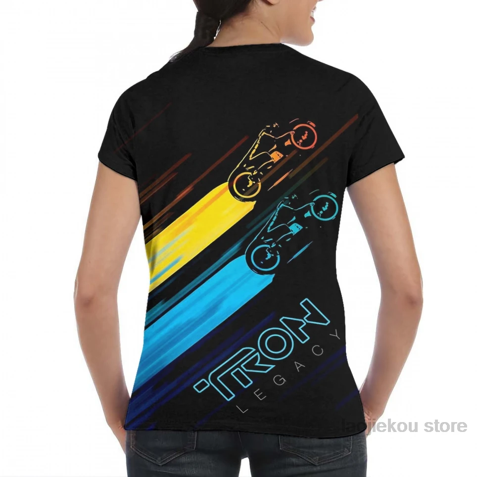 تي شيرت للرجال والنساء من light moto Tron مطبوع عليه طباعة عصرية تي شيرت للأولاد تي شيرت صيفي بأكمام قصيرة تي شيرت