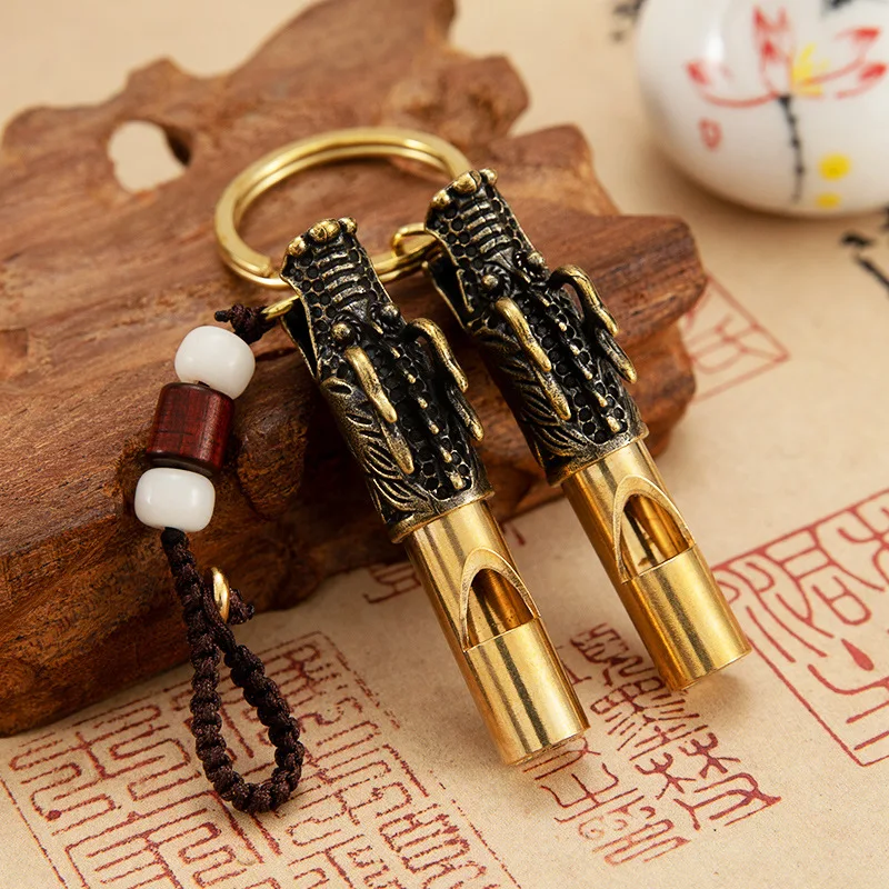 Brass Bibcock Whistle Retro Car Key Ring Metal Pendant Men's and Women's General Metal Outdoor Call Equipment