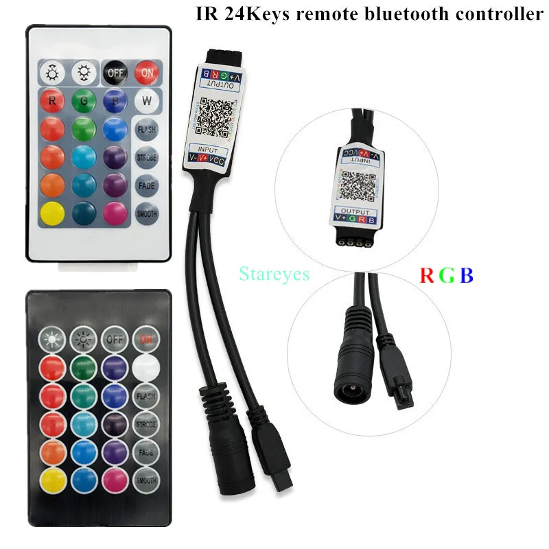 IR 24 44 keys Remote Bluetooth Music RGB Controller DC5-24V Control by Smart phone APP for Colorful Led Light Strip