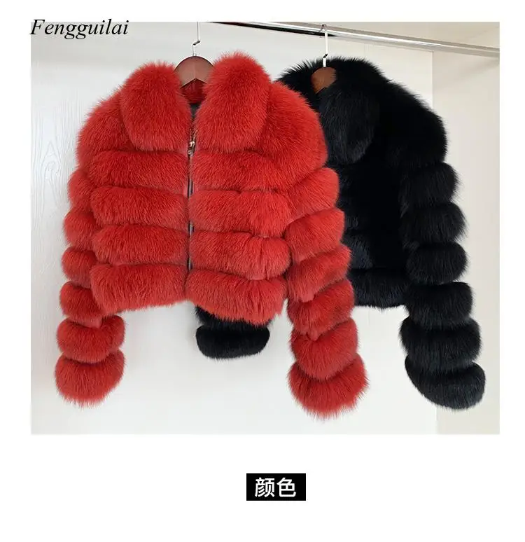 

Women Fashion Cropped Faux Fur Coat Warm Stand Fur Collar Slim Fluffy Fur Jacket Women Winter Fur Coats