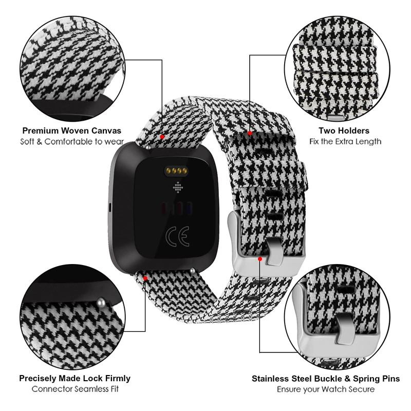 Band for Fitbit Versa 2/Fitbit Versa Lite Breathable Woven Fabric Strap Replacement Wristband for Fitbit Versa Smart Watch