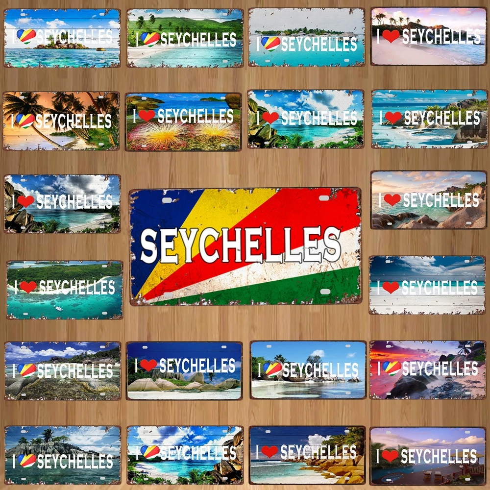 Seychelle City Tin Plate Travel Souvenir Vintage Metal Sign Wall Decor For Shop Home Bar Club Poster Customizable DC-1096B