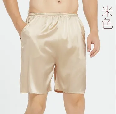 

Large size Heavy silk stretch satin natural silk silk men casual pants beach pants silk big shorts home 2022