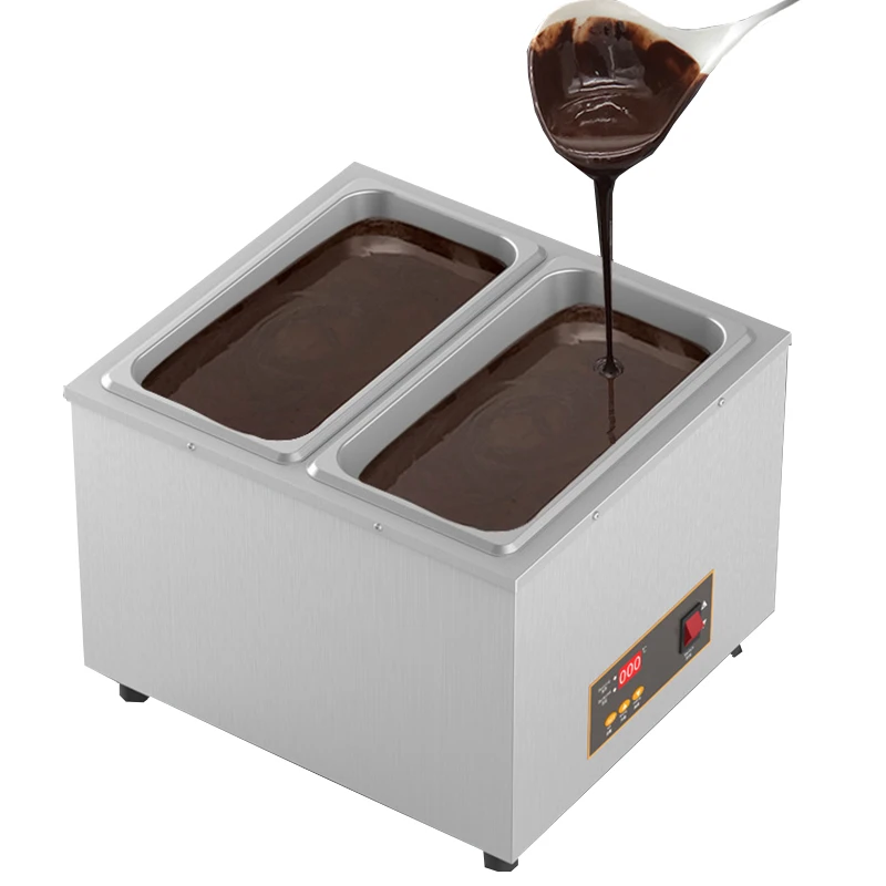 Calentador eléctrico de Chocolate con pantalla Digital comercial, máquina de fusión de 2 cilindros, 110V/ 230V, estufa de fusión