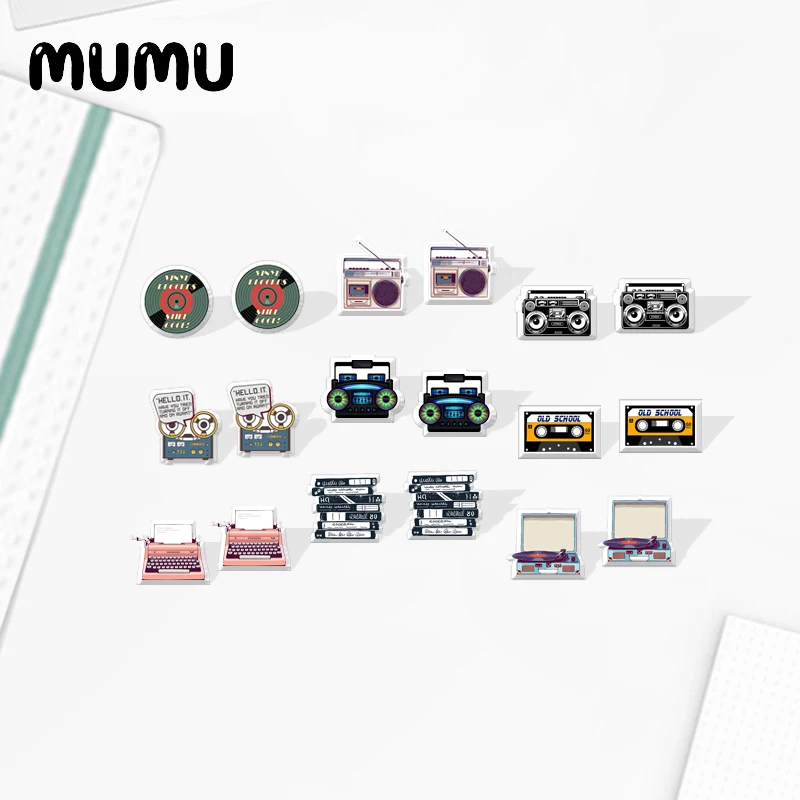 2020 New Recorder Stud Earring Radio CD Tape Acrylic Earrings Resin Handmade Epoxy Jewelry Gifts fan