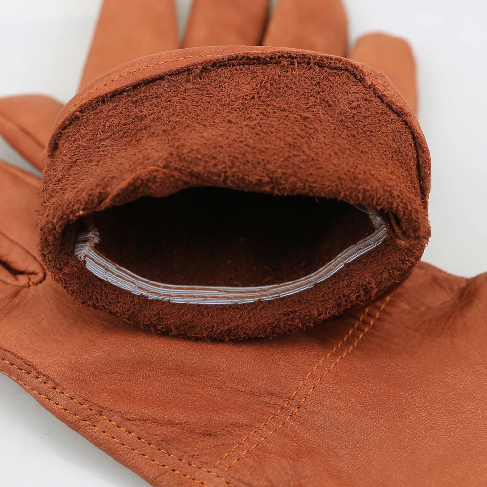 Brown Cow Leather Work Gloves General Use Motorcycle Drivers Safety Glove Men&Women