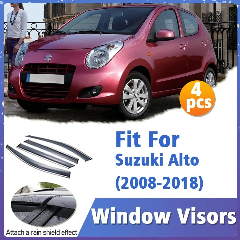 Window Visor Guard for Suzuki Alto 2008-2018 4pcs Vent Cover Trim Awnings Shelters Protection Sun Rain Deflector Accessories