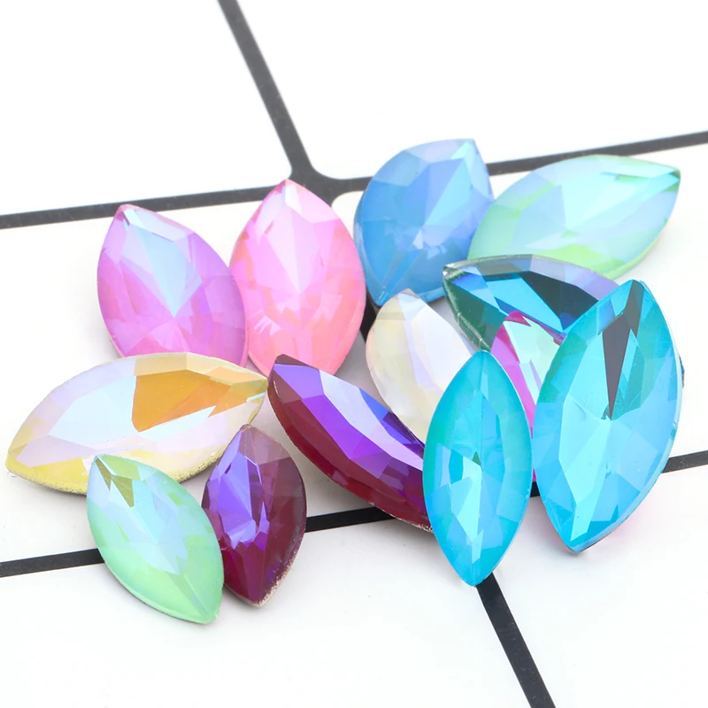 7x15mm Drop Shape Fluorescence Crystals Pointback Mocha Rhinestones Glue On Fancy Stones New Arival Glass Strass Stones