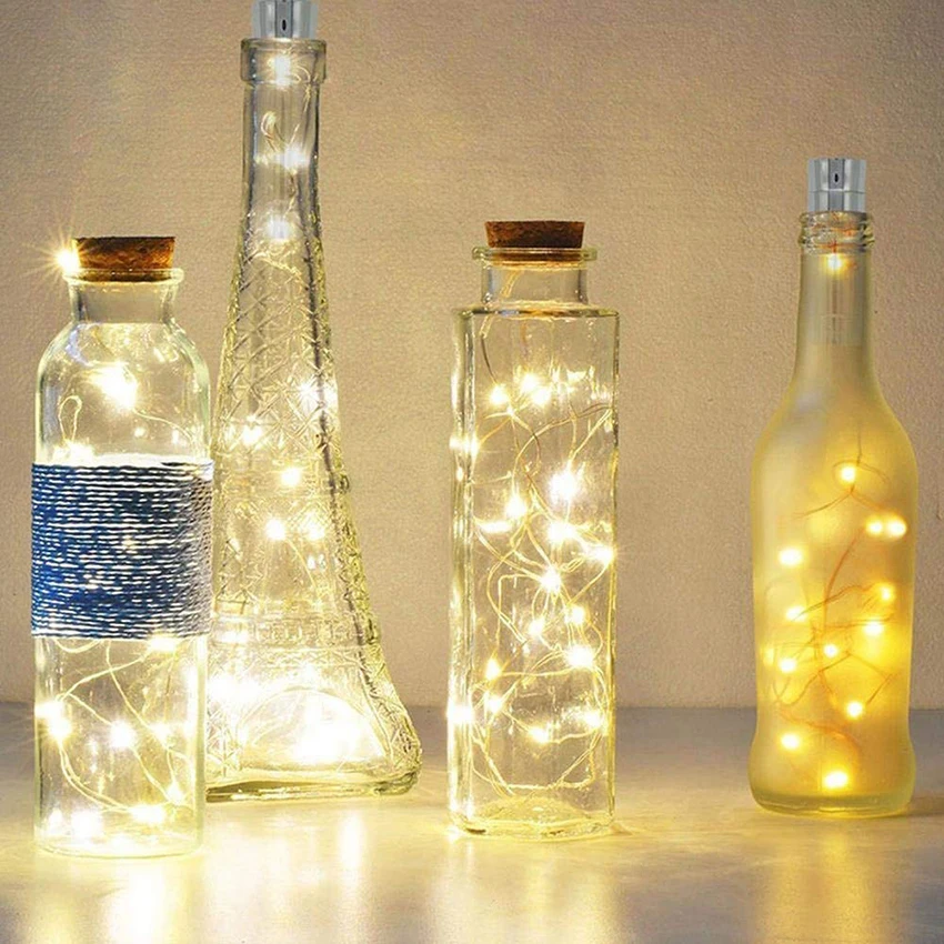 

1/1.5/2 M Cork Shaped Wine Bottle Lights Copper Wire Night Light For Wine Bottle Starry Home Party Christmas holiday