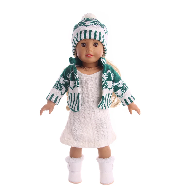 Doll Clothes 3pcs/Set T-shirt/Hat+Knitted Sweater+Skirt Suit For 18 Inch American&43CM Reborn Baby New Born Doll ,Girl\'s Toy DIY