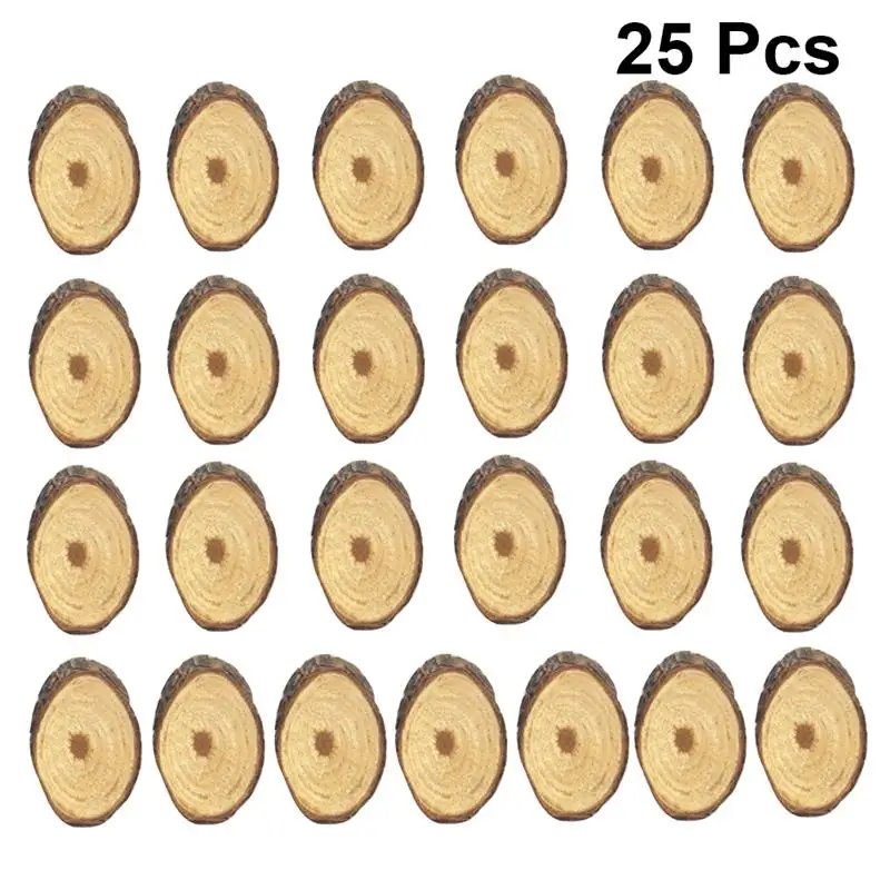 25 pcs Craft Supplies 6cm Oval Wooden Slices Unpainted DIY Decorationsationsations Wood Cutouts Pieces Embellishments Ornament