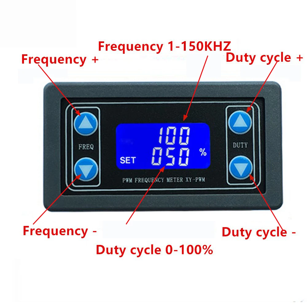 XY-PWM Signal Generator 1 Channel 1Hz-150KHz PWM Signal Generator Pulse Frequency Duty Cycle Adjustable Module LCD Display