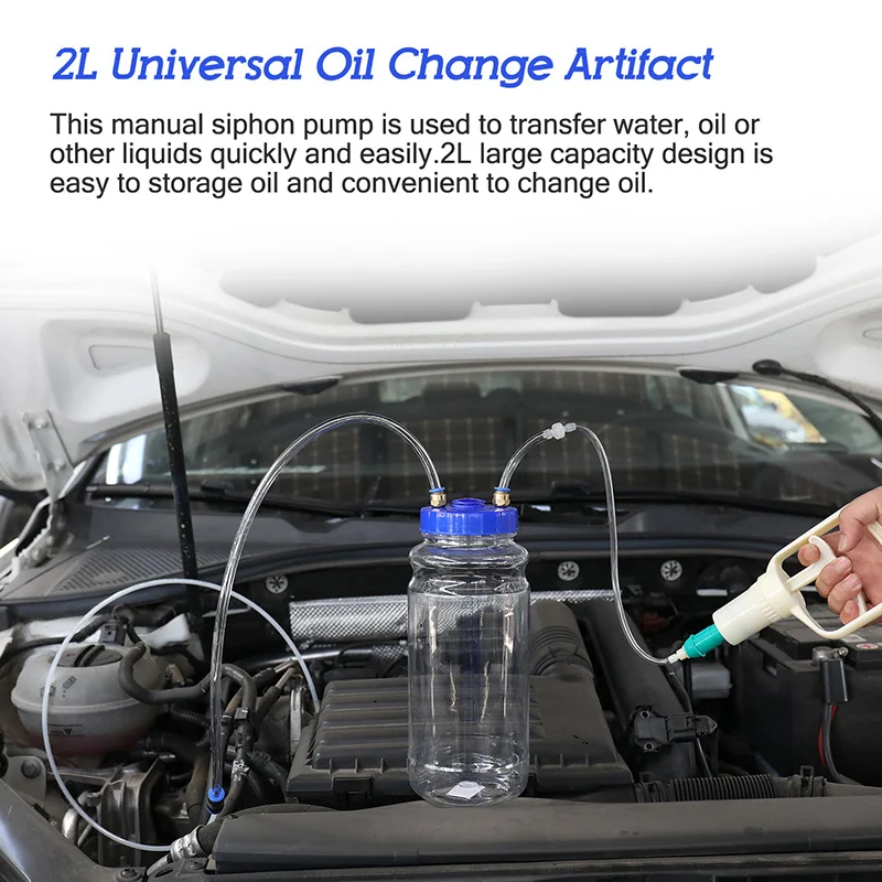 EAFC 2L Car Oil Change Artifact Manual Hand Pump Engine Vacuum Suction Suitable for Fuel Water Diesel Gasoline Vacuum Suction