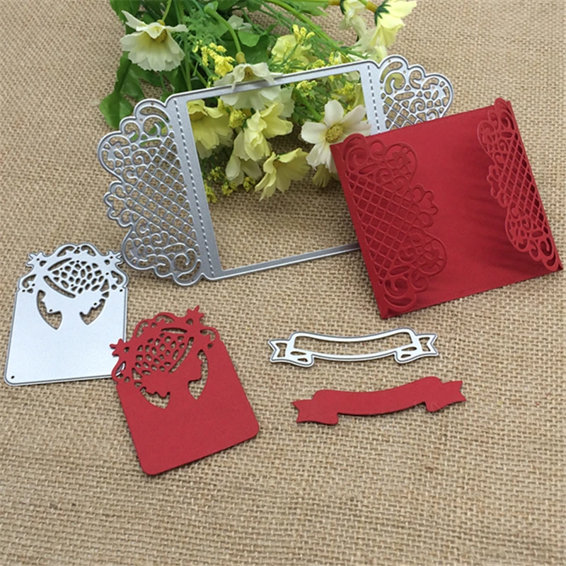 3pc flower lace Card Metal Cutting die keychain shaker Heart Paper Key Chain Scrapbook Paper Craft Card Punch Art Knife Cutter