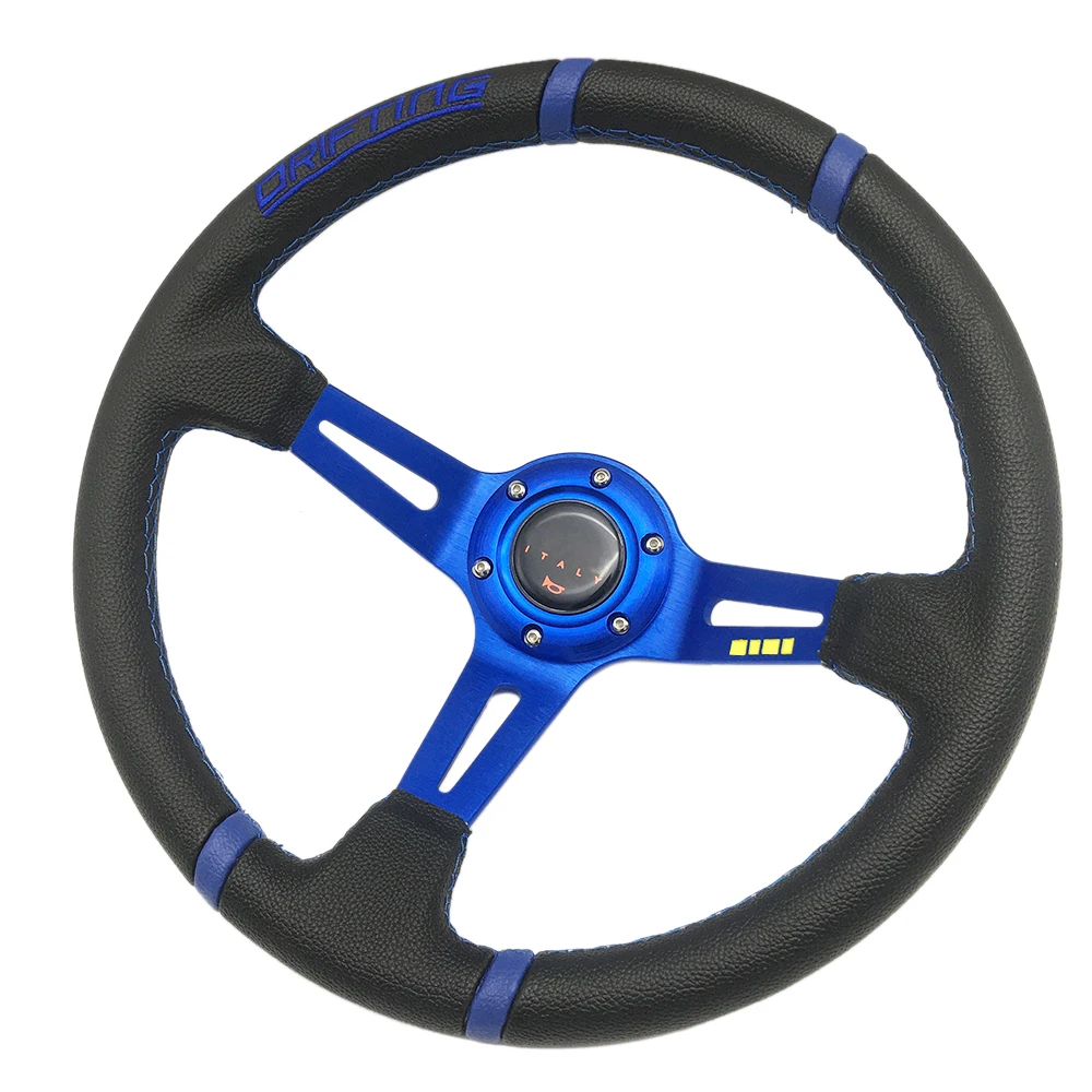 Spceddy MCX Universal 14 inch (350mm) Drifting Racing Steering Wheel PVC Leather Sport Steering Wheel Red Spoke Mo20S02191-25