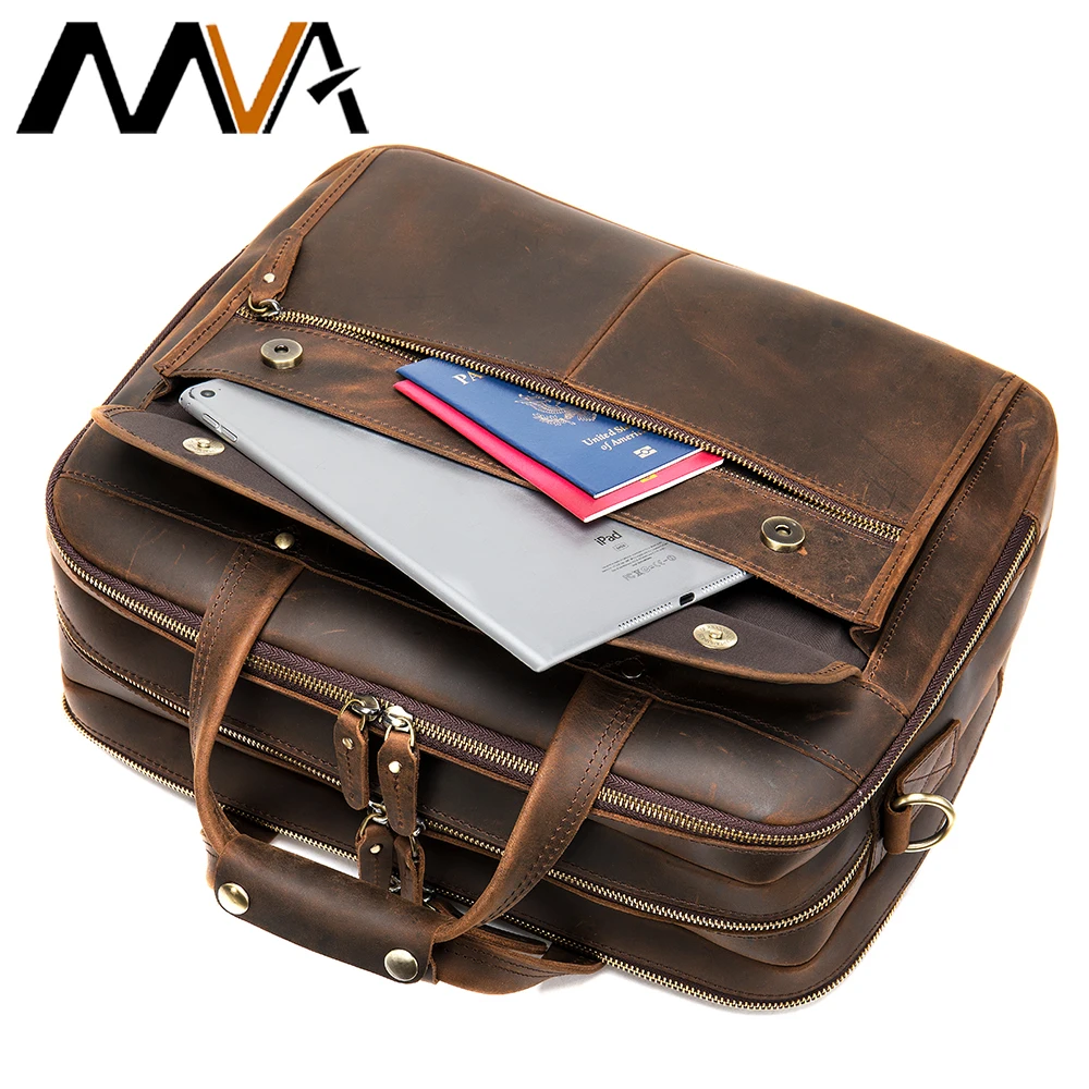 

MVA Male Briefcase Genuine Leather Office Bags For Men Leather Laptop Bag 15 Lawyer Briefcase Bag Men Vintage Handbag Large 7399