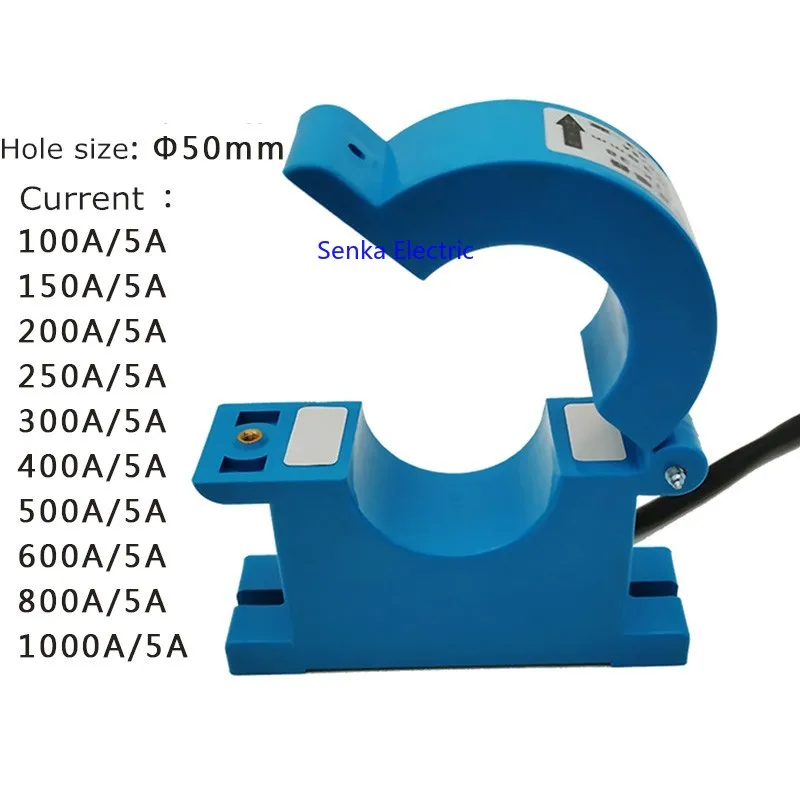 50mm-Dia Current Clamp Transformer CT 100A/150A/200A/250A/300A/400A/500A/600A/800A/1000A /5A Split Core AC Current Transformer