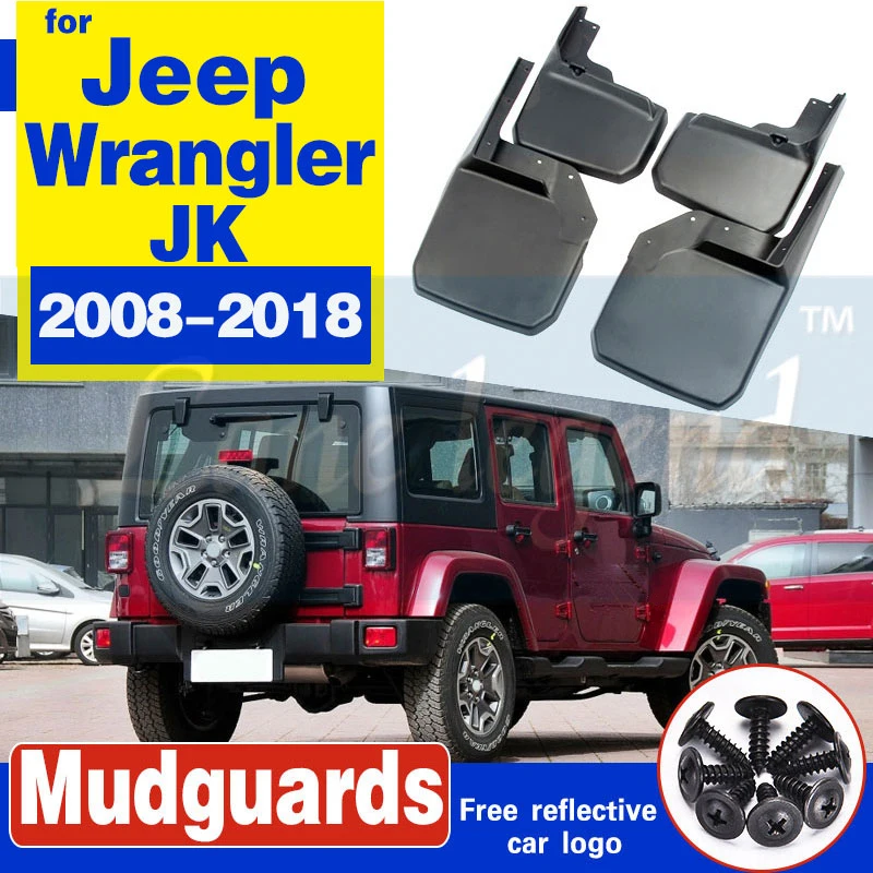 4PCS FRONT+REAR MUD FLAPS FIT FOR JEEP WRANGLER JK 2008-2018 MUD FLAP SPLASH GUARDS FENDER 2015 2014 2013 2012 2011 2009 2010