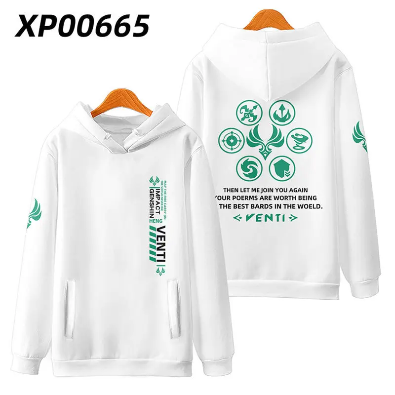 Genshin Impact Barbatos Venti Cosplay Hoodie Women Men Harajuku Sweatshirt Streetwear Hip Hop Pullover Hooded Jacket Outerwear