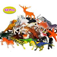 60Pcs Mini Simulation Animal Set Solid Wild Animal Lion  Dinosaur Model Toy Fashion Home Decoration Crafts For Kids Gift