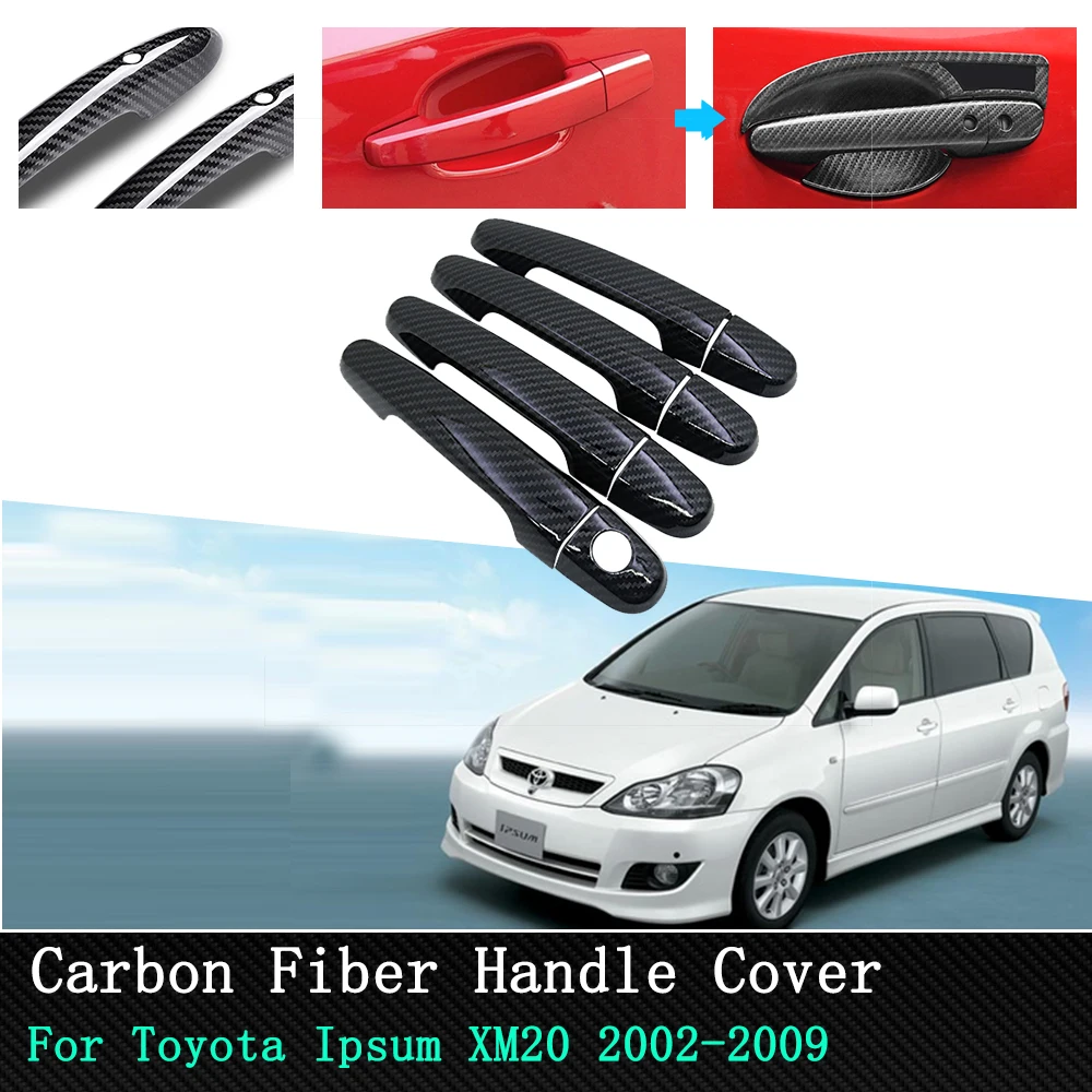 Car Door Handle Cover Carbon Fiber for Toyota Ipsum Avensis Verso Picnic SportsVan 2002 2003 2004 2005 2006 2007 2008 2009