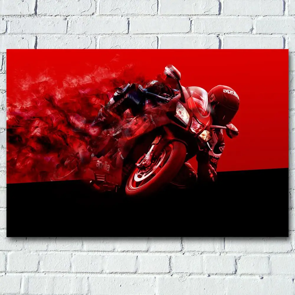 DIY Framed Paintings Aprilia Motorcycle Superbike Red Black Shadow Wall Art Picture Canvas Posters Silk Prints For Room Decor