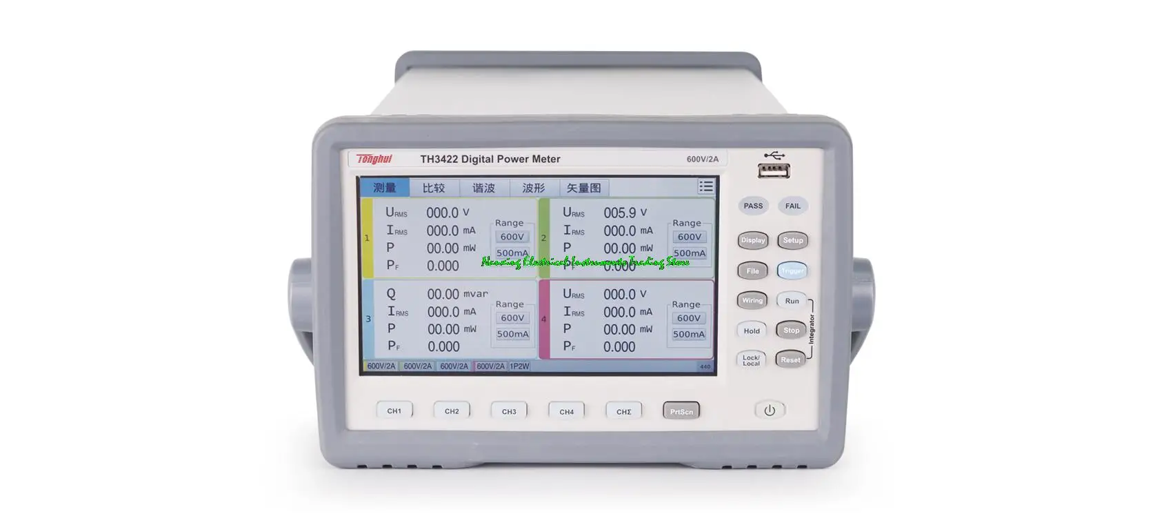 TH3422 Multichannel AC&DC digital power meter 600V,2A,Integration data,Harmoni cvecto ,precision 4 channels,micro current