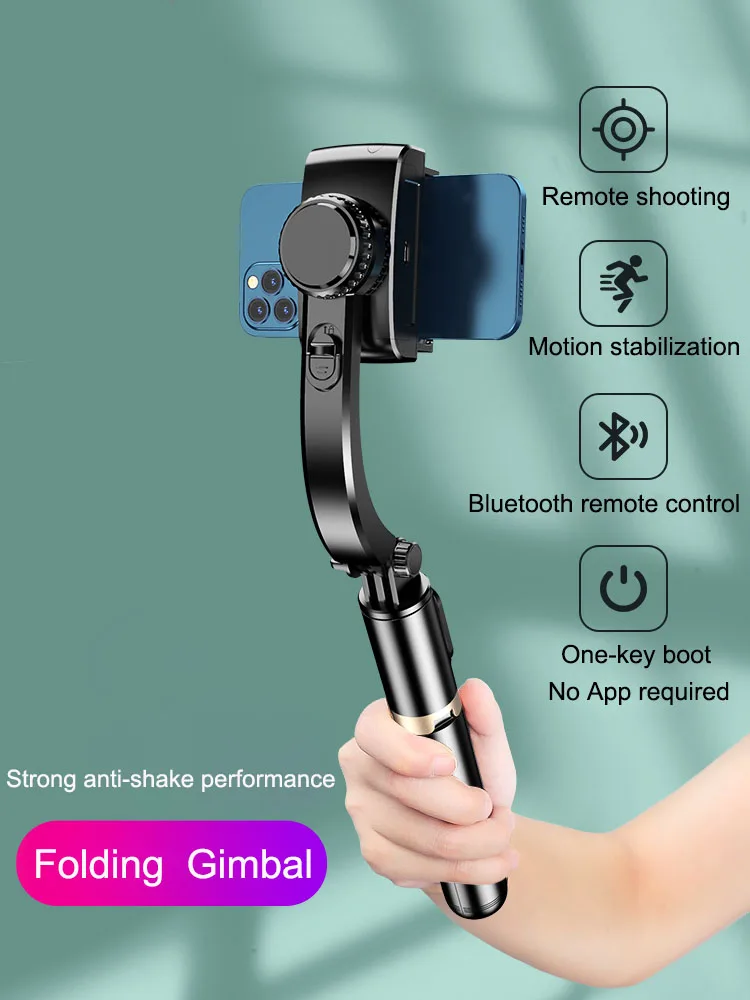 Handheld Gimbal Smartphone Bluetooth Handheld Stabilizer with Tripod Selfie Stick Folding Gimbal for Smartphone Xiaomi iPhone