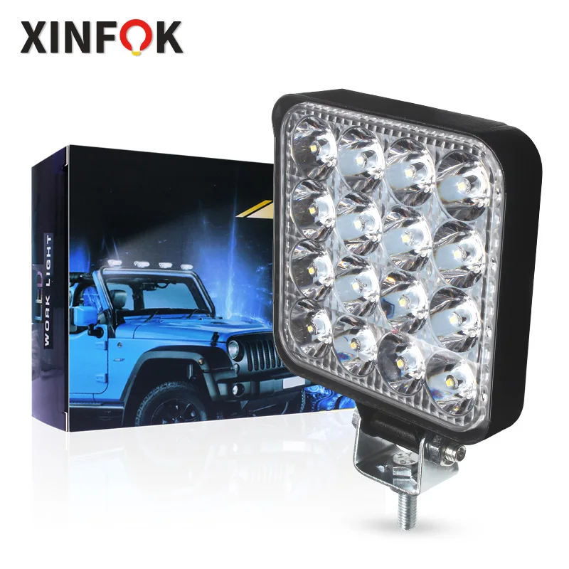 LED Headlights 12-24V For Auto Motorcycle Truck Boat Tractor Trailer Offroad Working Light 48W LED Work Light Spotlight