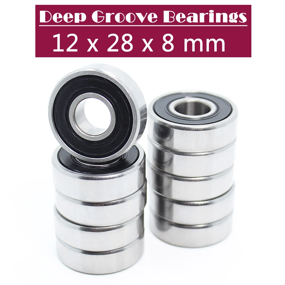 6001-2RS Bearing ABEC-5 ( 10 PCS ) 12*28*8 mm Sealed Deep Groove 6001 2RS Ball Bearings 6001RS 180101 RS