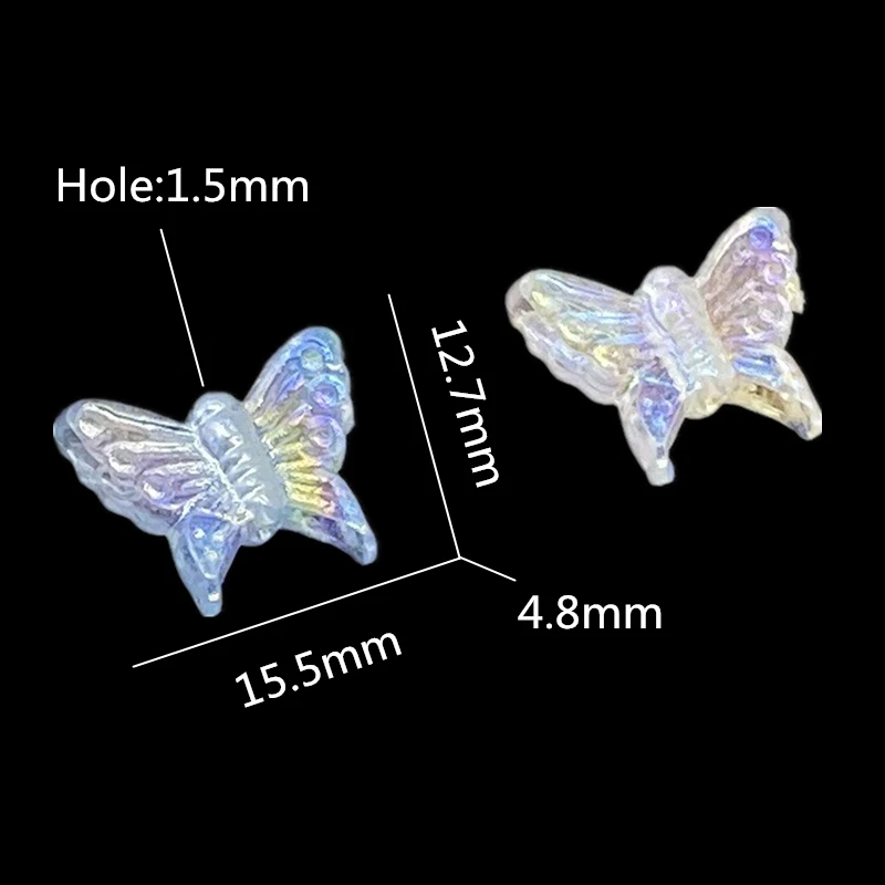 20 pcs/lot Small Butterfly Shape Beads Multi Gradient Color Acrylic Beads For Jewelry Making Handmade DIY Accessories