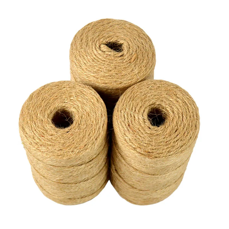 Jute Twine 100M Natural Sisal 2mm Rustic Tags Wrap Wedding Decoration Crafts Twisted Rope String Cord Events Party Supplies